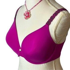 NATORI Bra Full coverage Underwire Adj lace straps Pink Gray Like new 38DDD/38F